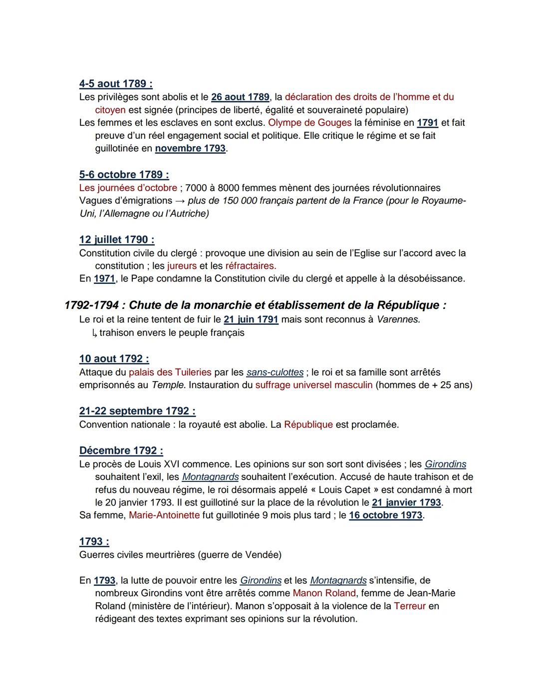 Histoire
1. Révolution Française
Définitions :
Constitution: Texte organisant le fonctionnement d'un régime
Déficit budgétaire: Recettes de 