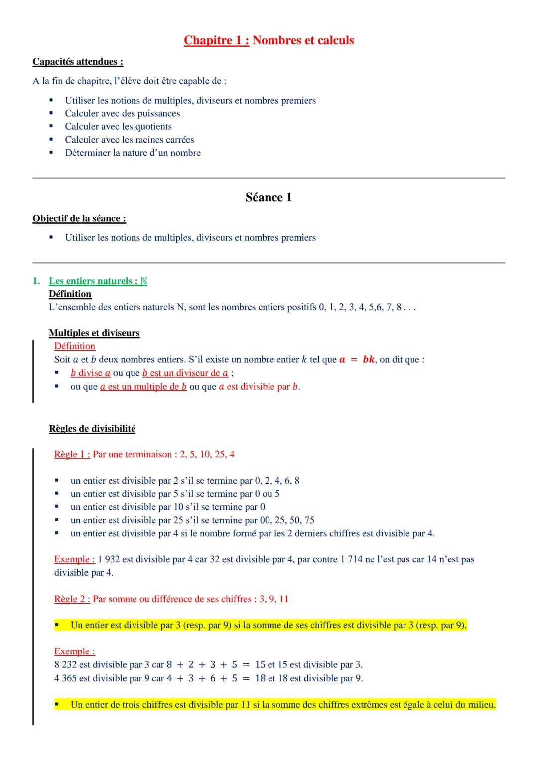 Objectif de la séance :
■
3. Les nombres rationnels : Q
Définition
Un nombre rationnel, q, est un nombre qui peut s'écrire sous la forme d'u