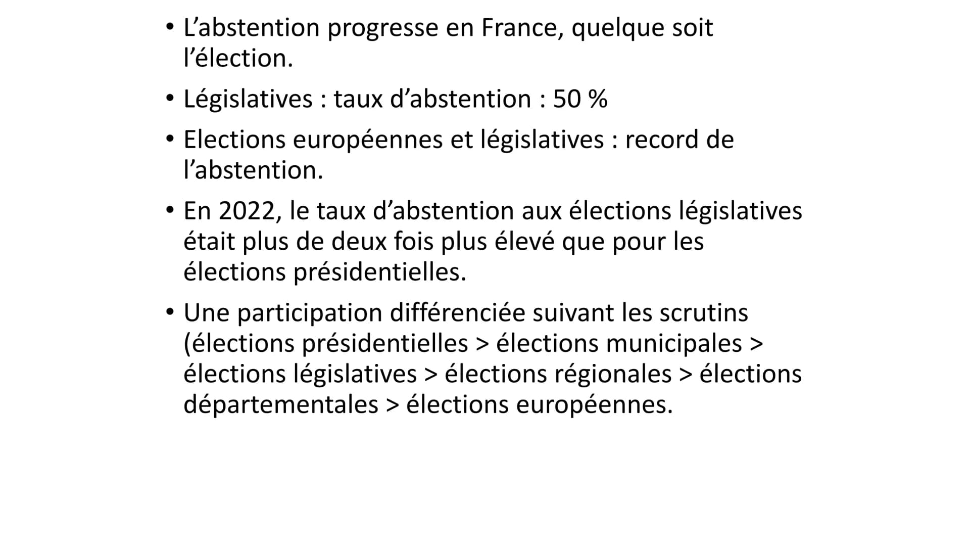 B- Les variables contextuelles liées à la participation
électorale
• 1-L'abstention selon le type d'élections
• Document 14 : L'abstention p
