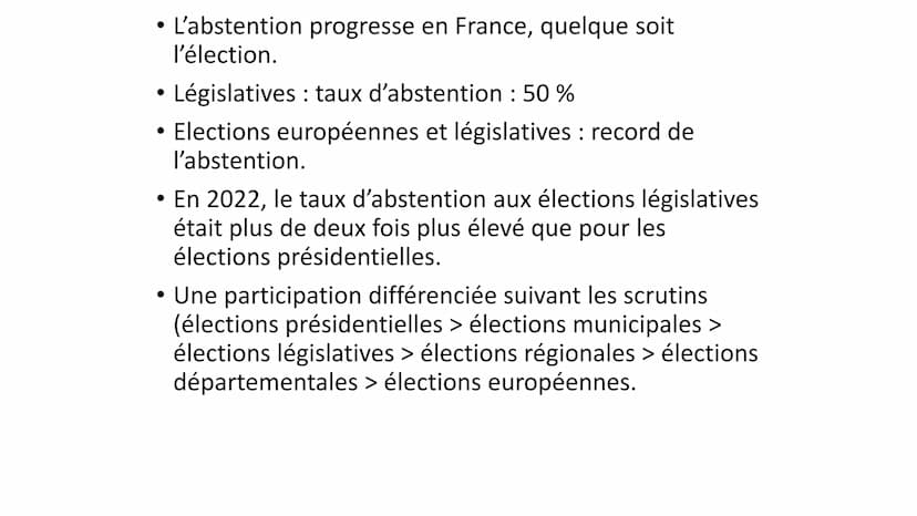 B- Les variables contextuelles liées à la participation
électorale
• 1-L'abstention selon le type d'élections
• Document 14 : L'abstention p