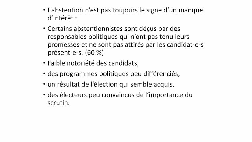 B- Les variables contextuelles liées à la participation
électorale
• 1-L'abstention selon le type d'élections
• Document 14 : L'abstention p