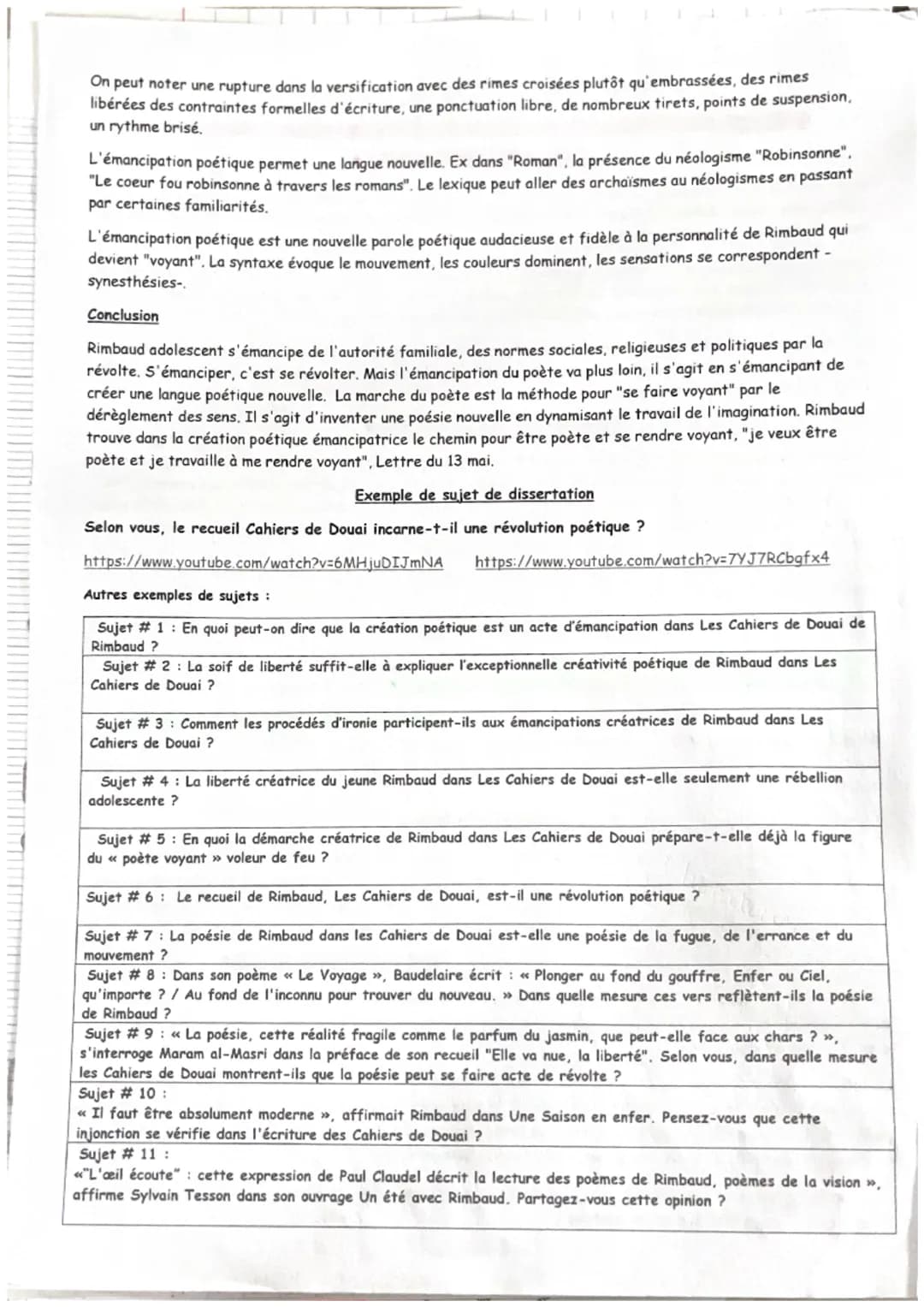 Rimbaud et l'émancipation créatrice :
S'émanciper est le fait de s'affranchir, de se libérer d'une dépendance, d'une autorité...
S'émanciper