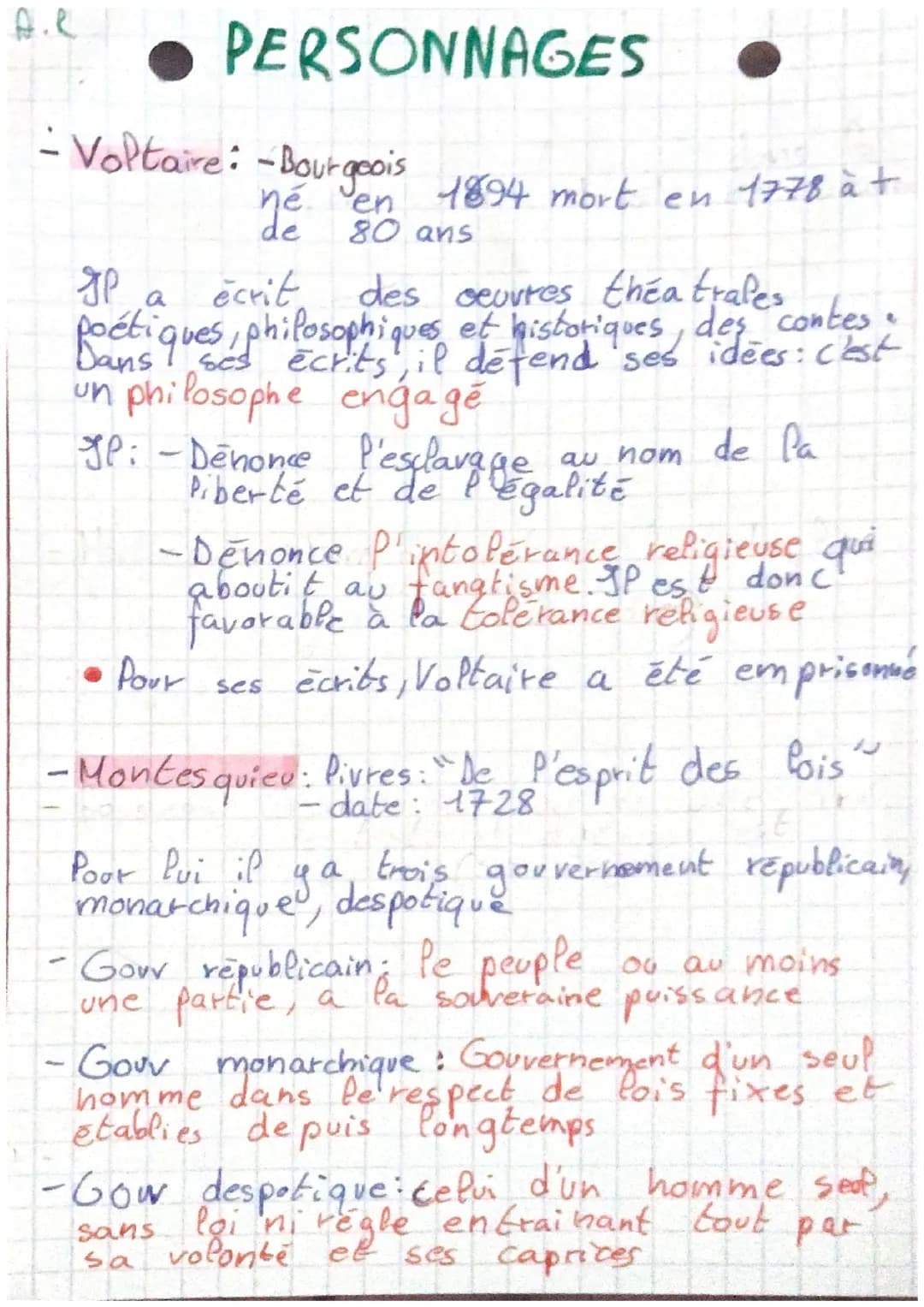 A.R.
MOTS-CLES
-Philosophe engage Dans ses écrits il défend ses
-intolerance religieu: rejet des personnes n'exerçant
la même religion
pas
-