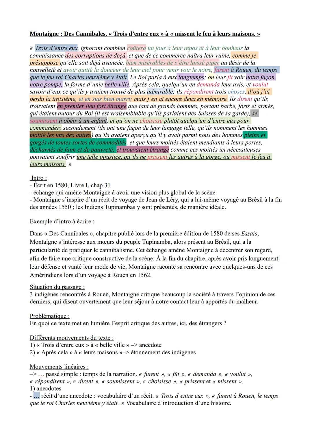 Montaigne: Des Cannibales, << Trois d'entre eux » à « missent le feu à leurs maisons. >>>

<<< Trois d'entre eux, ignorant combien coûtera u