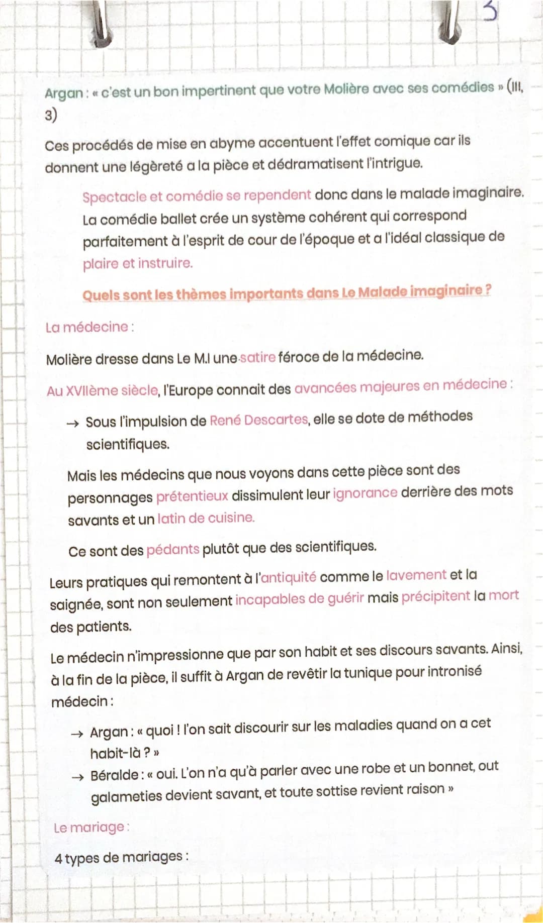 Argan: « c'est un bon impertinent que votre Molière avec ses comédies » (III,
3)
Ces procédés de mise en abyme accentuent l'effet comique ca