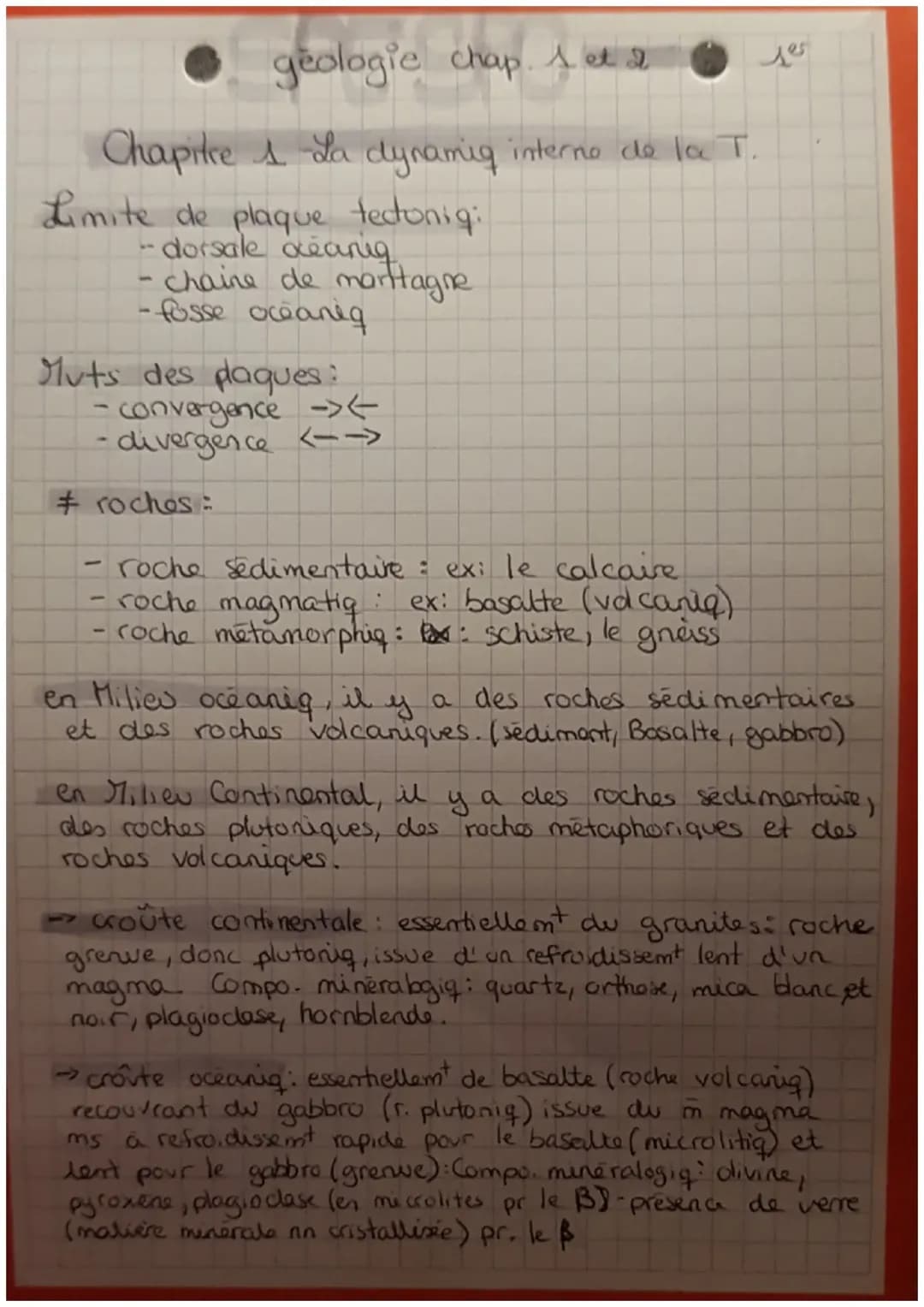 Chapitre 1 et 2 de géologie spécialité Svt 1ère 