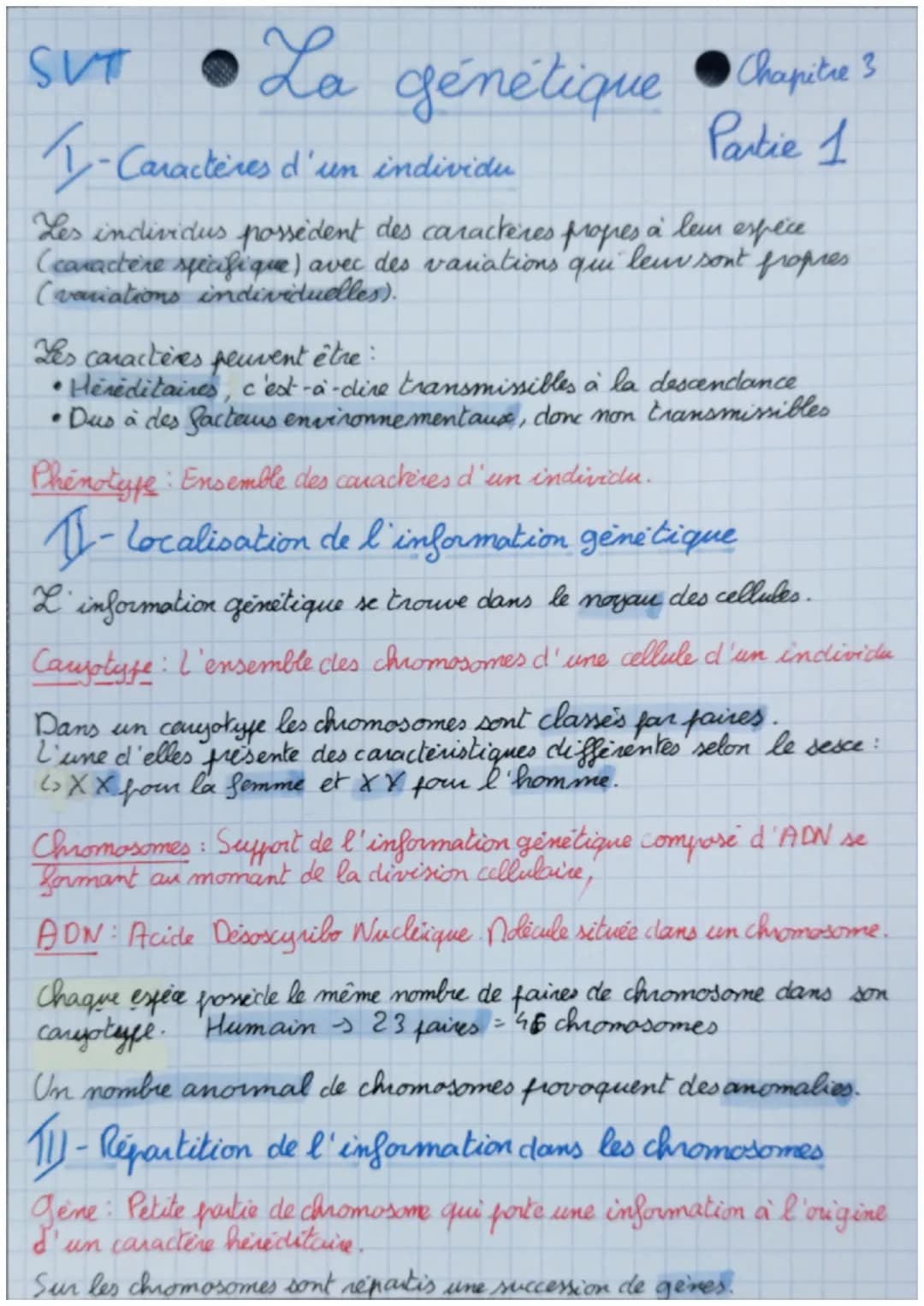 • La
La génétique Chapitre 3
Partie 1
SUT
1- Caractères d'un individu
Les individus possèdent des caractères propres à leur espèce
(caractèr