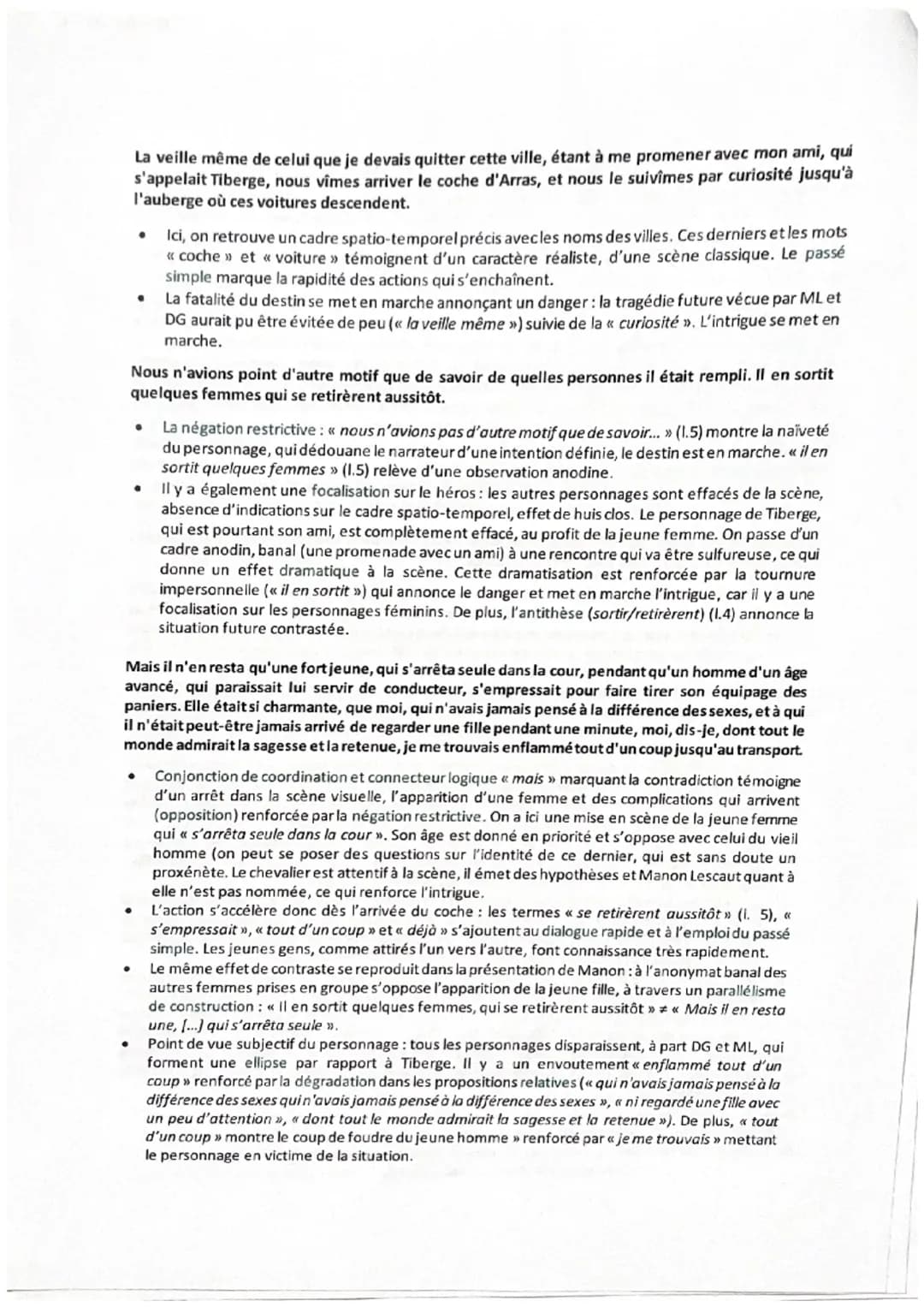 lexte n 6
Incipit, Manon Lescaut - Analyse linéaire
De nombreux romanciers ont abordé le thème de la rencontre amoureuse ou du coup de foudr