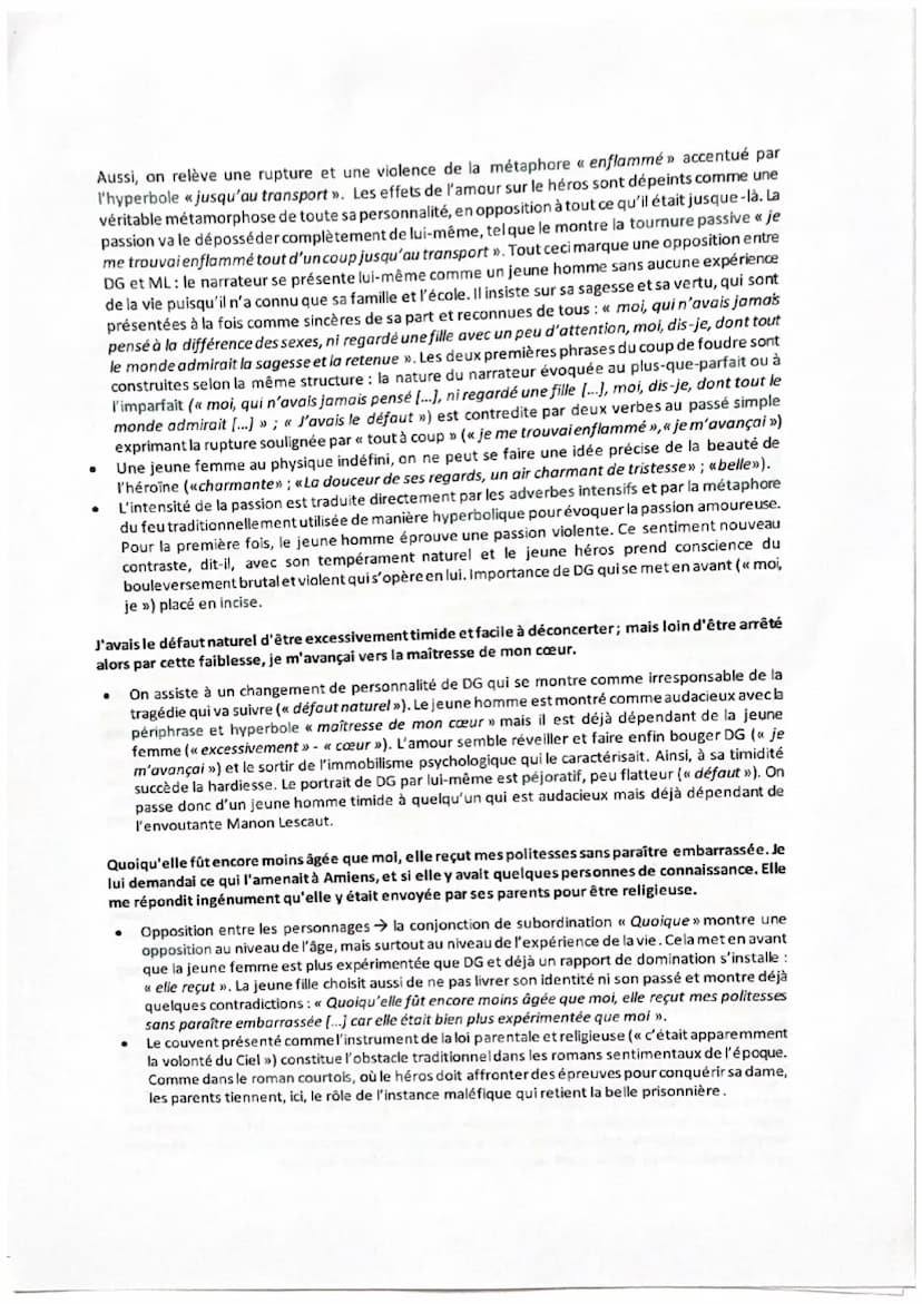 lexte n 6
Incipit, Manon Lescaut - Analyse linéaire
De nombreux romanciers ont abordé le thème de la rencontre amoureuse ou du coup de foudr