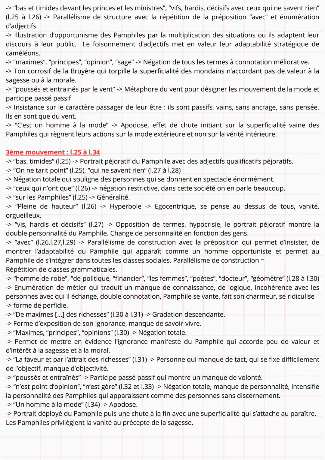Lecture 4 : La Bruyère. Les Caractères. Livre
IX. Remarque 50.
Impressions :
Portrait péjoratif de Pamphile (Contre exemple de l'honnête hom