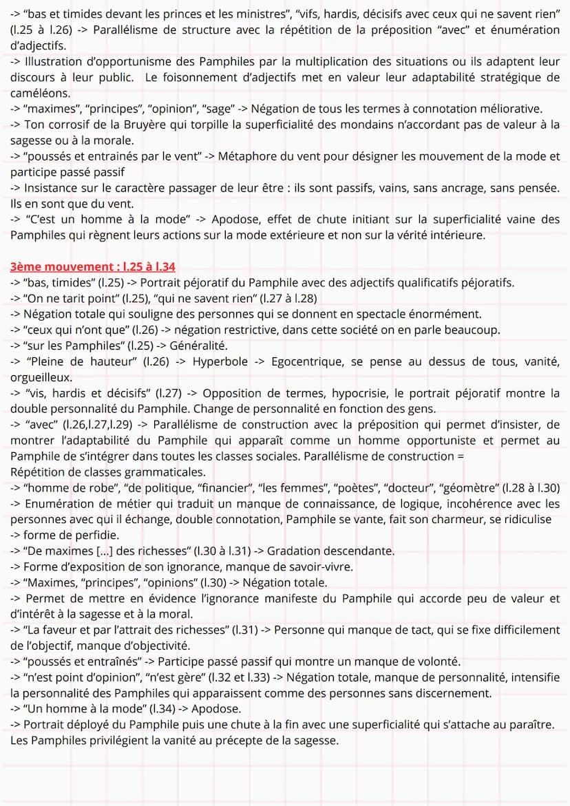 Lecture 4 : La Bruyère. Les Caractères. Livre
IX. Remarque 50.
Impressions :
Portrait péjoratif de Pamphile (Contre exemple de l'honnête hom