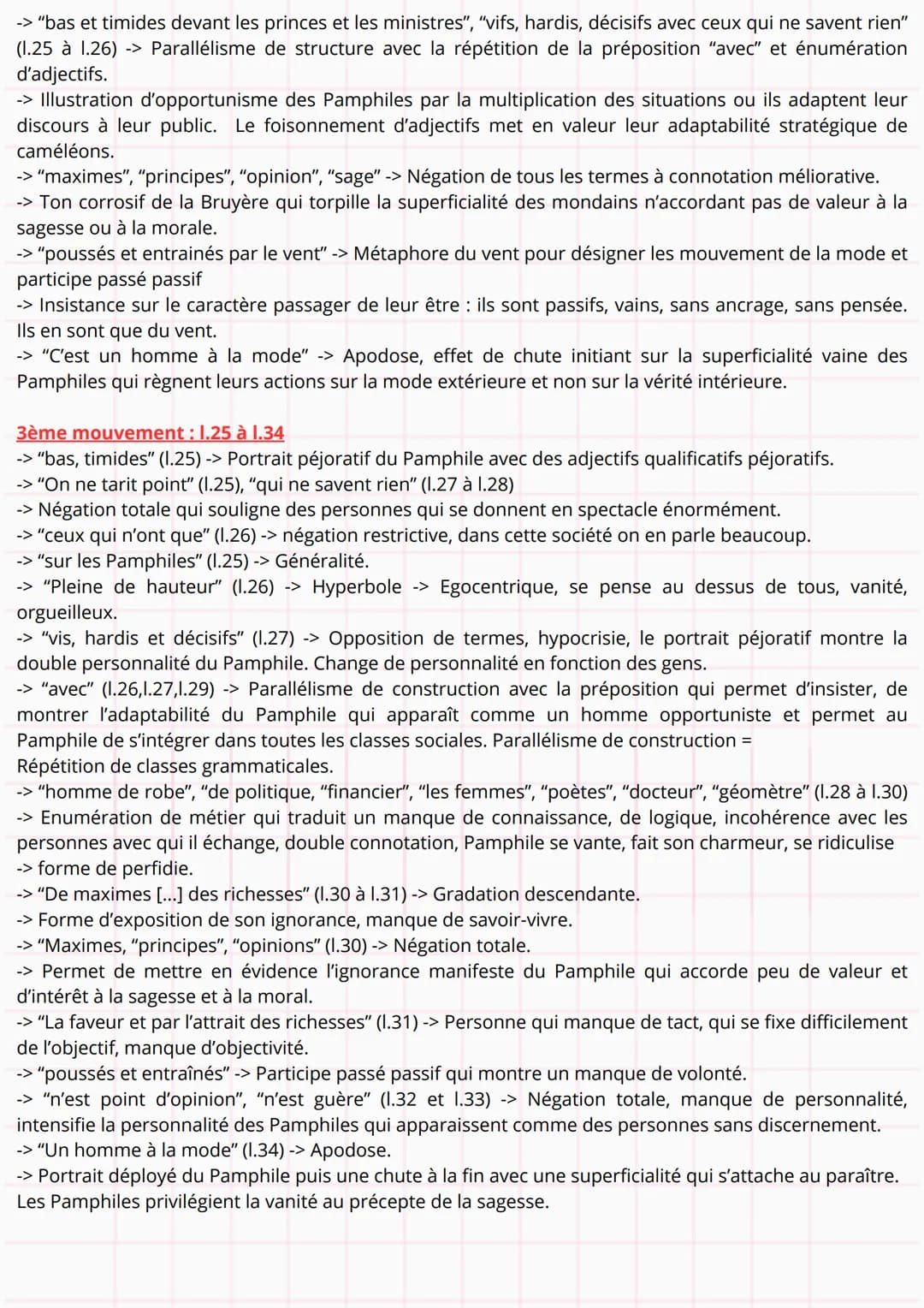 Lecture 4 : La Bruyère. Les Caractères. Livre
IX. Remarque 50.
Impressions :
Portrait péjoratif de Pamphile (Contre exemple de l'honnête hom