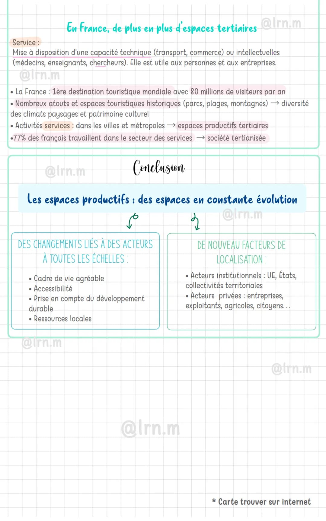 Un espace productif :
Espace aménagé → activité économique (agricole, industrielle ou liée aux services)
3%
@Iram
20%
Reconversion :
Changem