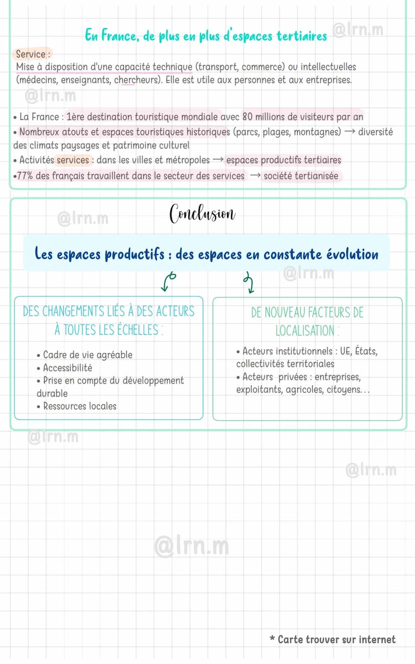 Un espace productif :
Espace aménagé → activité économique (agricole, industrielle ou liée aux services)
3%
@Iram
20%
Reconversion :
Changem