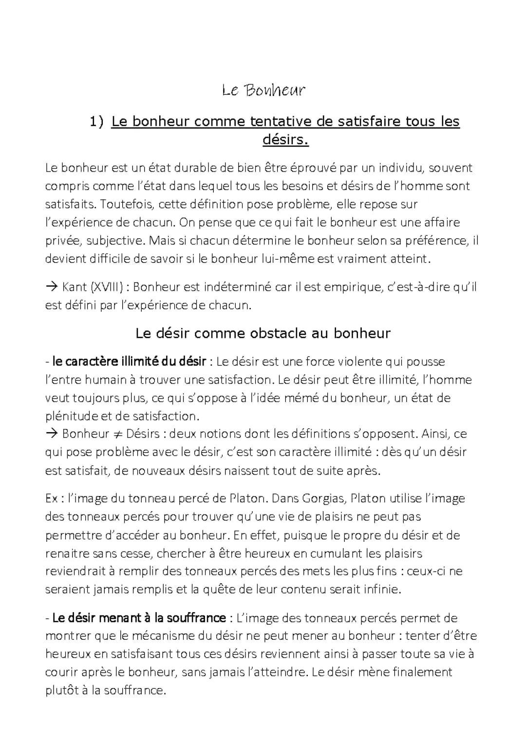 Le Bonheur et le Désir en Philosophie: Dissertation et Mythes