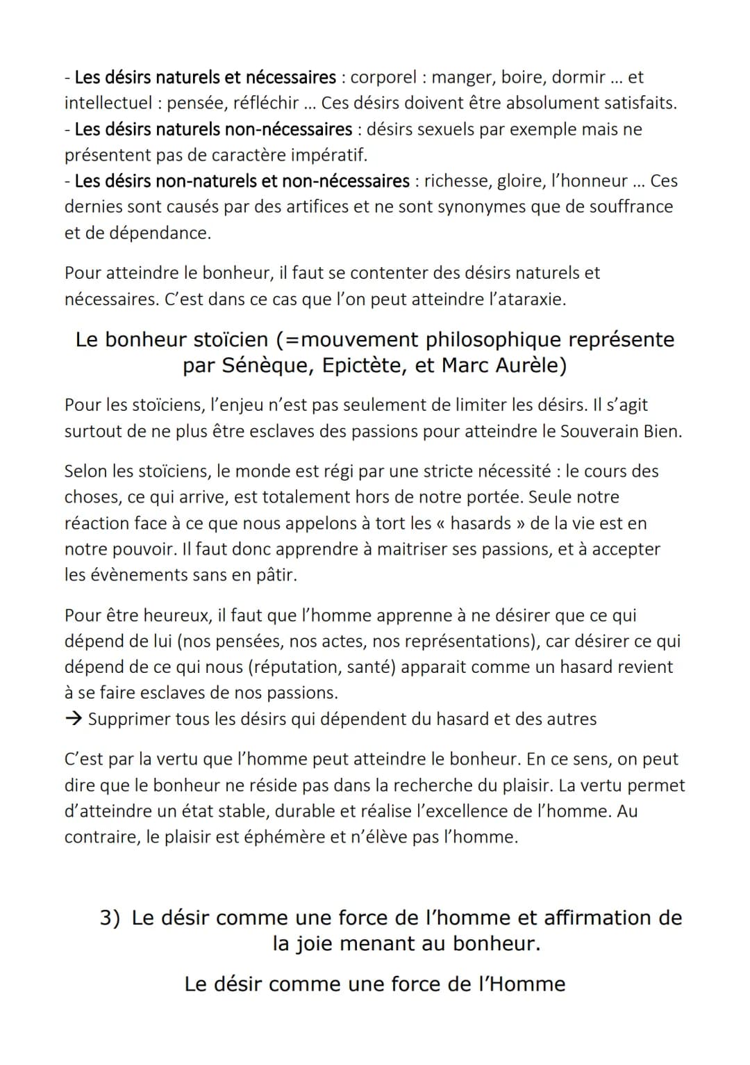 Le Bonheur
1) Le bonheur comme tentative de satisfaire tous les
désirs.
Le bonheur est un état durable de bien être éprouvé par un individu,