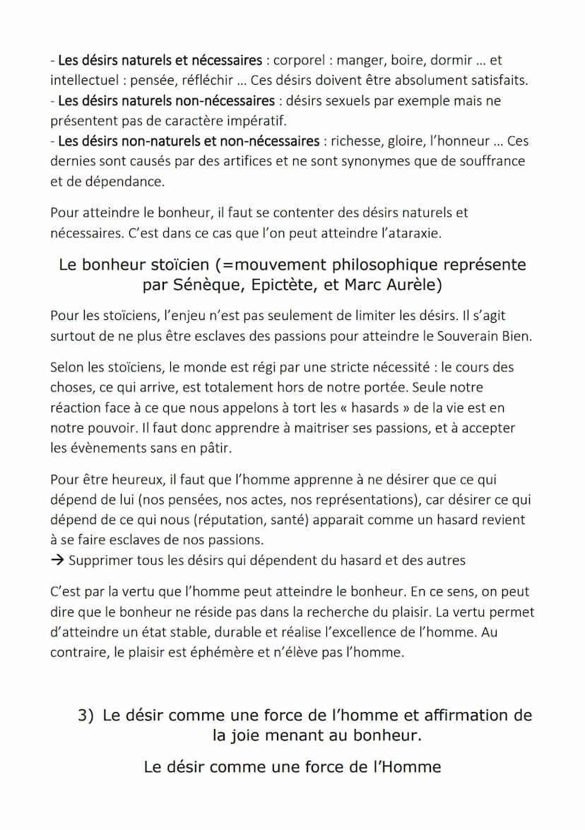 Le Bonheur
1) Le bonheur comme tentative de satisfaire tous les
désirs.
Le bonheur est un état durable de bien être éprouvé par un individu,