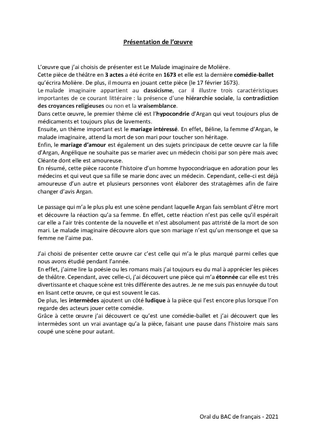 Introduction à Molière et Le Malade imaginaire : Résumé, Dissertation, et Analyse