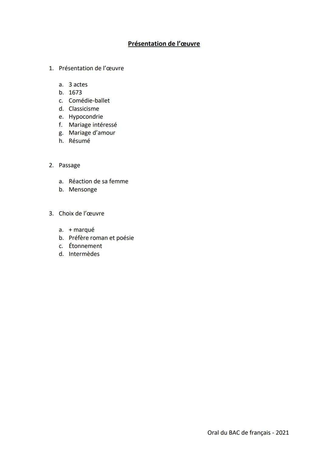Présentation de l'œuvre
L'œuvre que j'ai choisis de présenter est Le Malade imaginaire de Molière.
Cette pièce de théâtre en 3 actes a été é