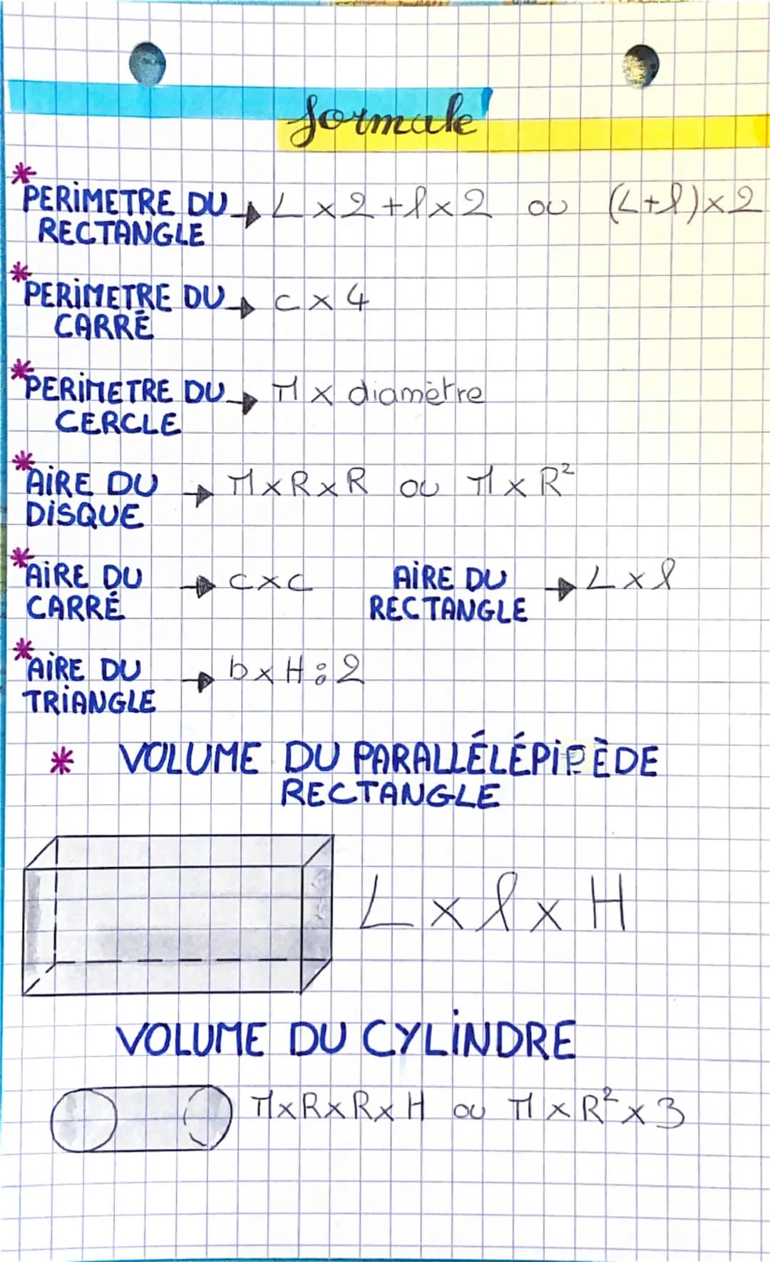formak
PERIMETRE DU x2+1x2 ou (+1) × 2
RECTANGLE
PERIMETRE DU Cx4
CARRE
+
200
* PERIMETRE DU Mx diamètre
CERCLE
*AIRE DU
DISQUE
4
MxR x R ou