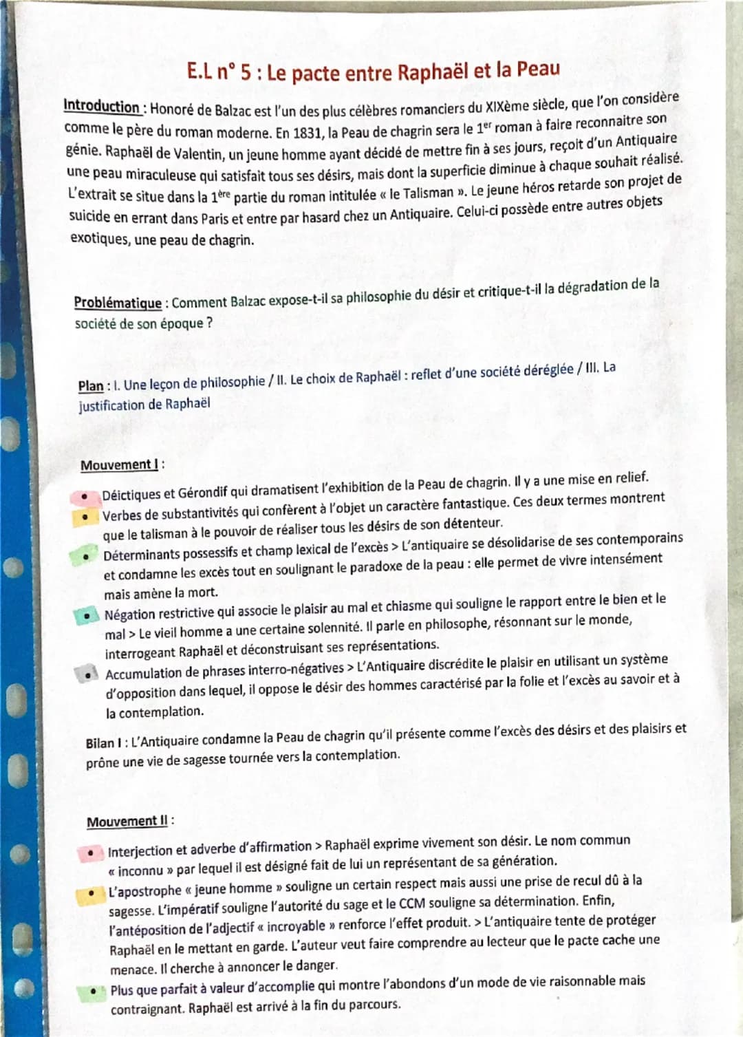 E.L n° 5: Le pacte entre Raphaël et la Peau
Introduction: Honoré de Balzac est l'un des plus célèbres romanciers du XIXème siècle, que l'on 