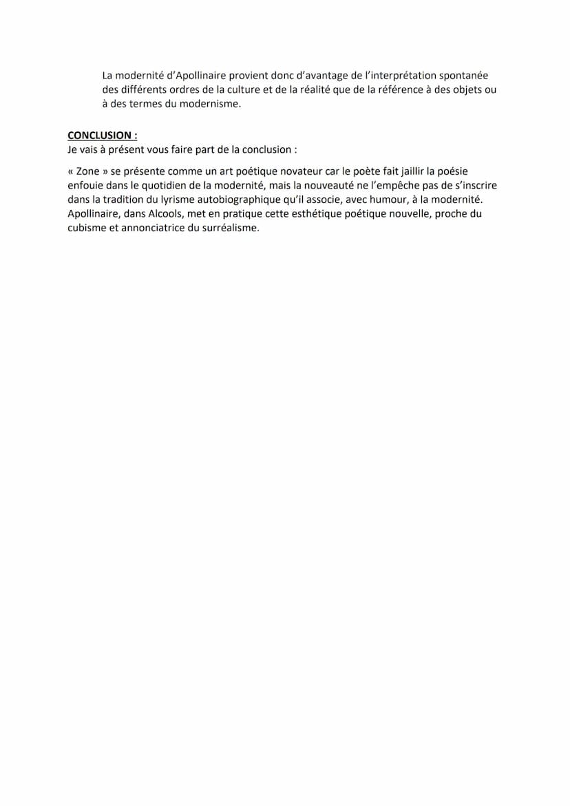Fiche de révision n°11:
Guillaume Apollinaire, Alcools, Zone
INTRODUCTION :
Bonjour, M., aujourd'hui je vais vous présenter comme lecture li