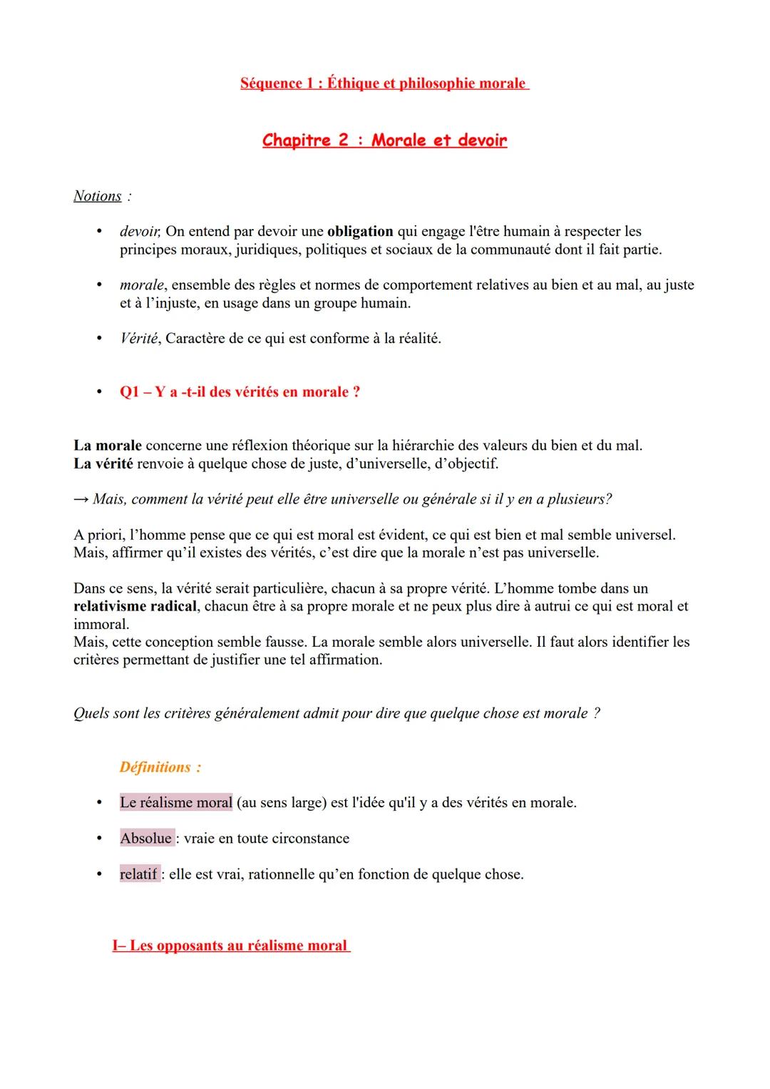 Séquence 1: Éthique et philosophie morale

Chapitre 2: Morale et devoir

Notions:

*   devoir, On entend par devoir une obligation qui engag