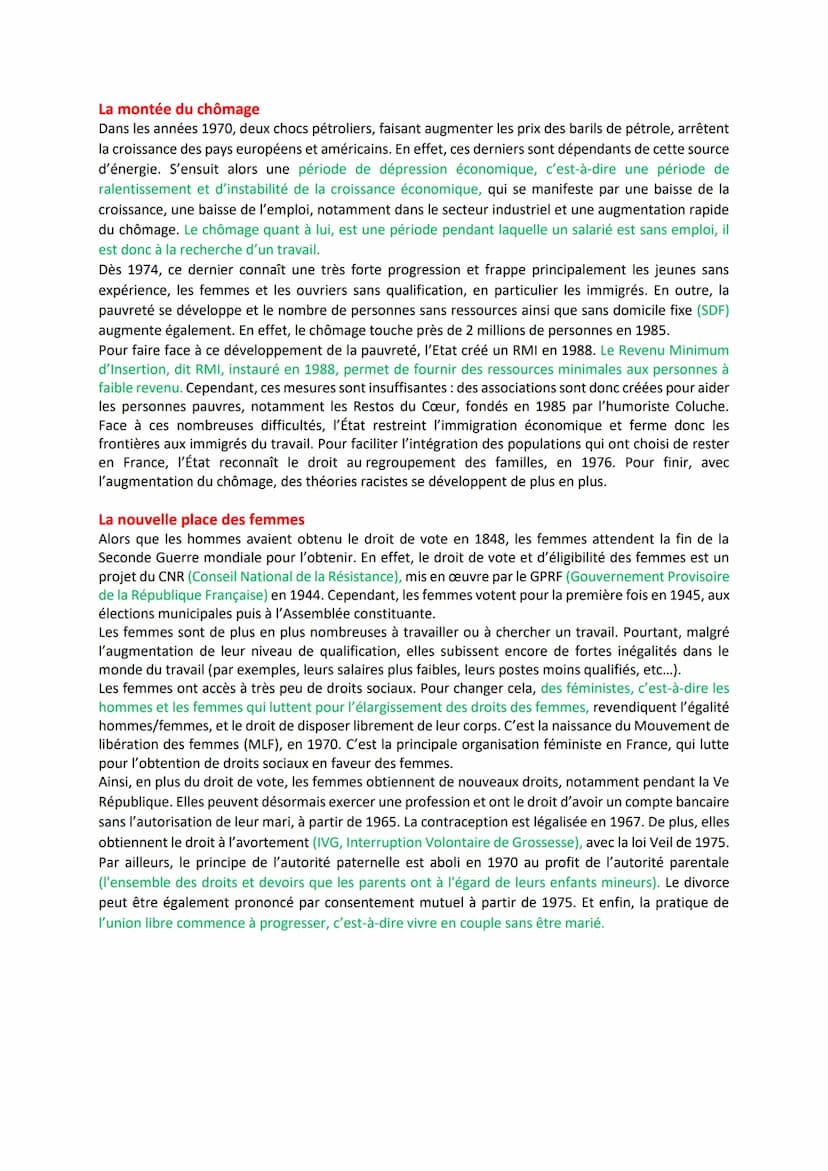 Femmes et hommes dans la société française
(années 1950-années 1980)
Depuis 1945, la France a connu des évolutions politiques, économiques, 