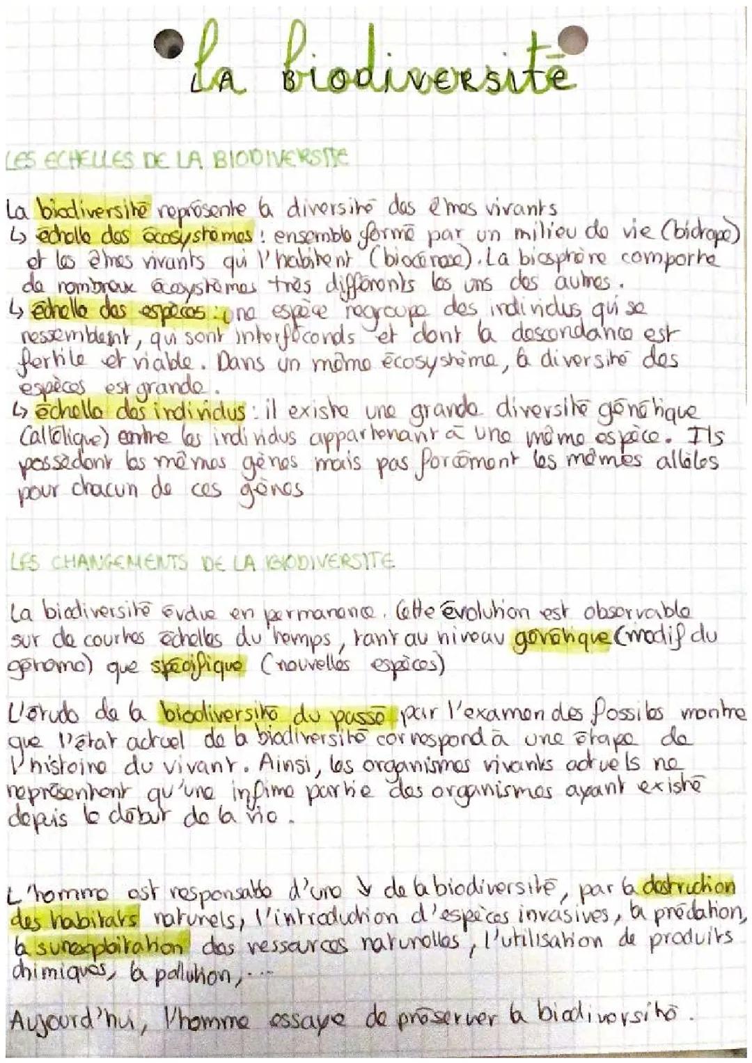 Les Échelles de la Biodiversité Seconde: PDF et Exemples