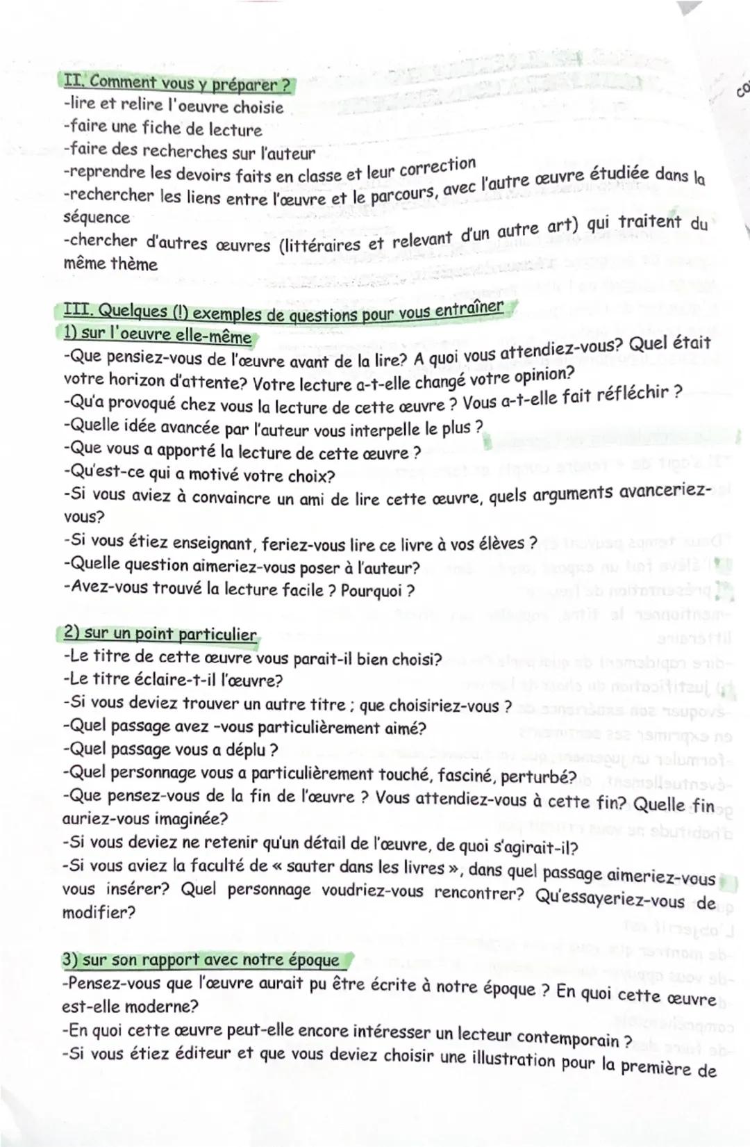 L'ORAL DE L'E.A.F, deuxième partie 1A - 1K
SE PREPARER A L'ENTRETIEN SUR UNE CŒUVRE CHOISIE
Durée: 8 mn
Vous avez le choix entre:
-Les Carac