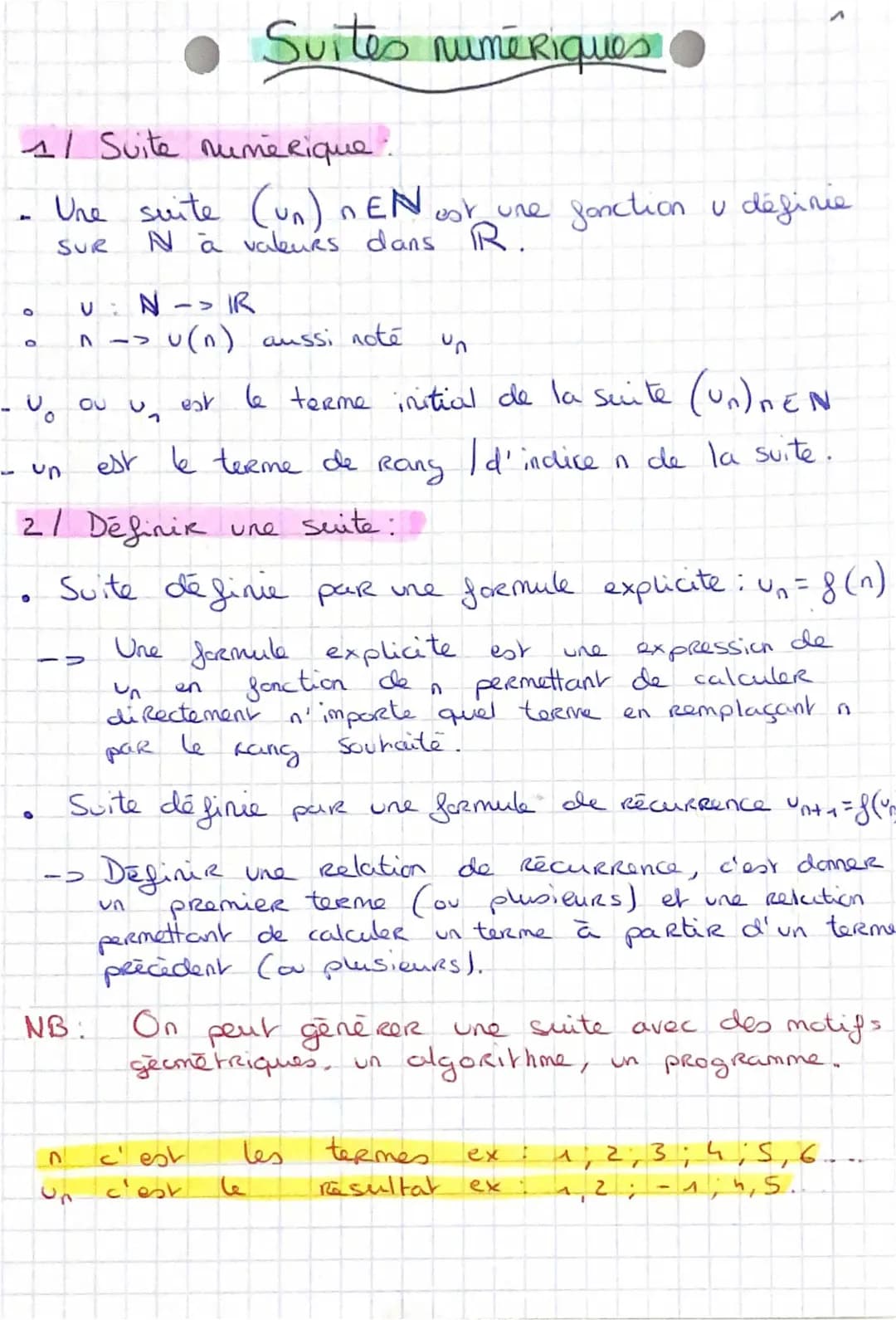 Cours et Exercices Corrigés : Suites Numériques en PDF pour 1ère - Maths et Terminale