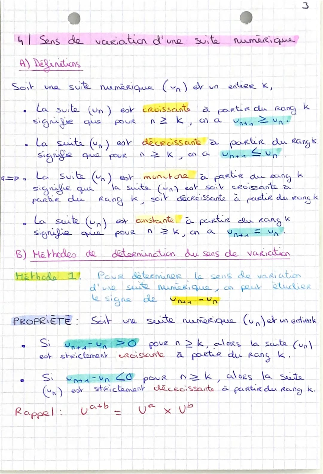 1/ Suite numerique.
- Une suite (un) DEN
SUR
00
0
UN ->
A ->
D
-vou u₂ est le terme initial de la suite (un)MEN
un
est le terme de Rang I d'