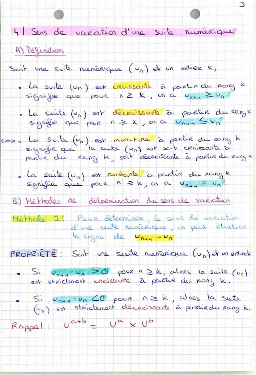 1/ Suite numerique.
- Une suite (un) DEN
SUR
00
0
UN ->
A ->
D
-vou u₂ est le terme initial de la suite (un)MEN
un
est le terme de Rang I d'