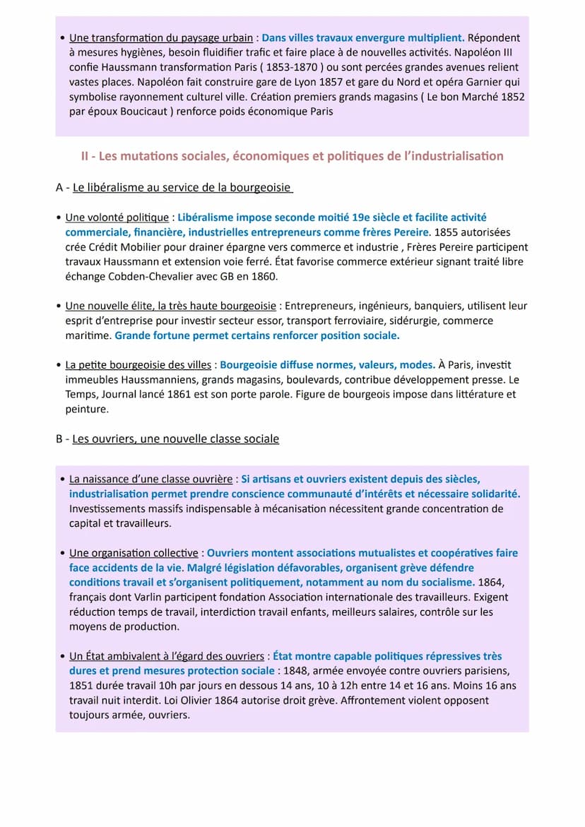 Chapitre 4: L'industrialisation et l'accélération des transformations
économiques et sociales en France ( 1848 - 1870)
I - Une France en voi