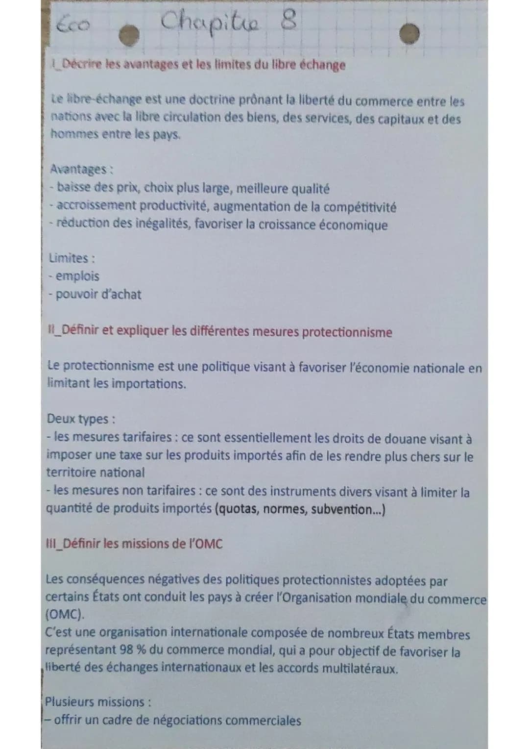 Les politiques commerciales et l'organisation mondiale des échanges 