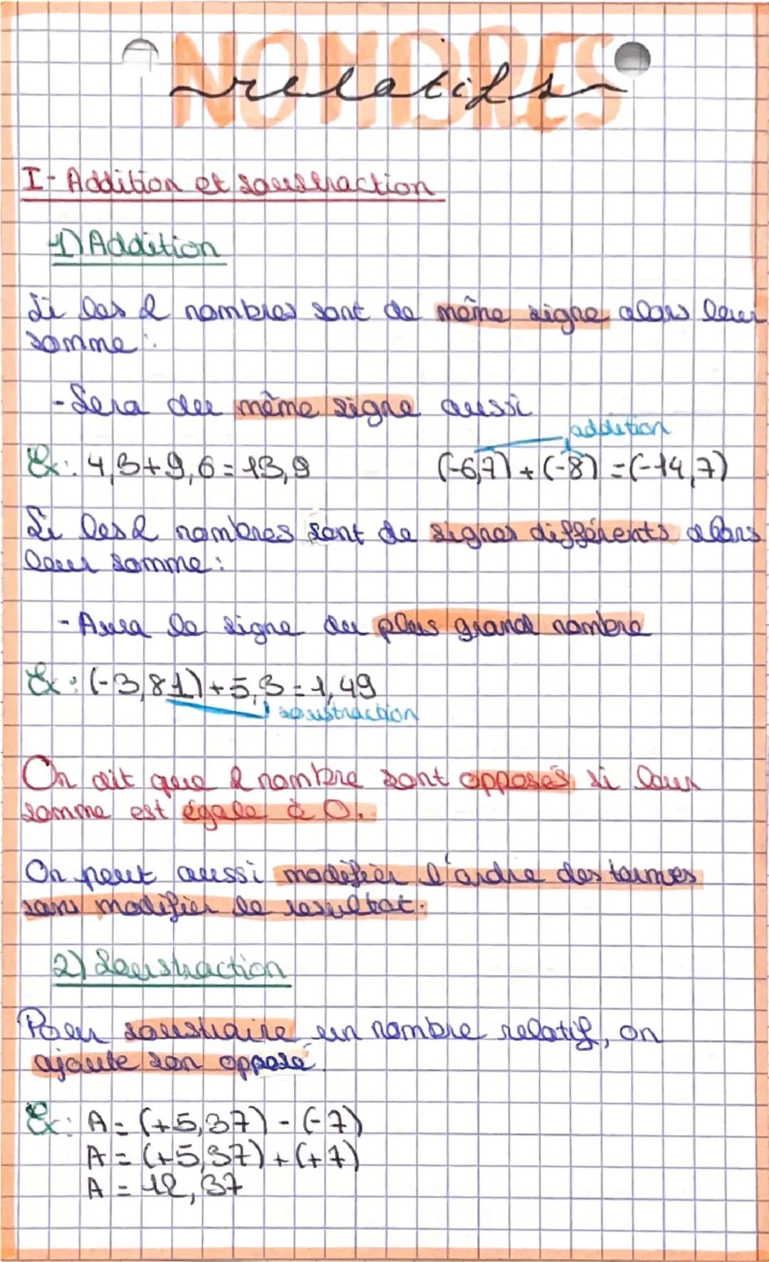 Les nombres relatifs 