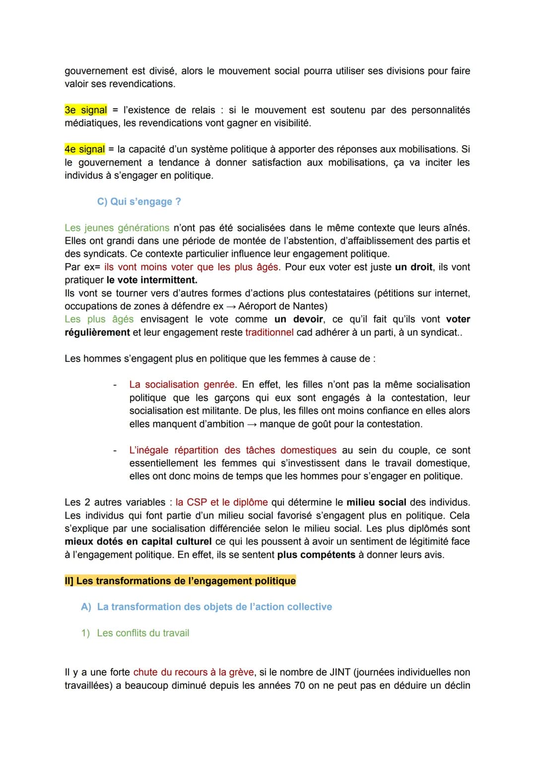 SES
Comment expliquer l'engagement politique dans les sociétés démocratiques ?
I] Les formes et les déterminants de l'engagement politique
A