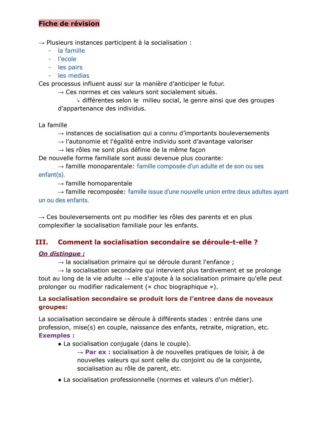 Fiche de révision
Comment la socialisation contribue-t-elle à expliquer les
différences de comportement des individus ?
I. La socialisation,
