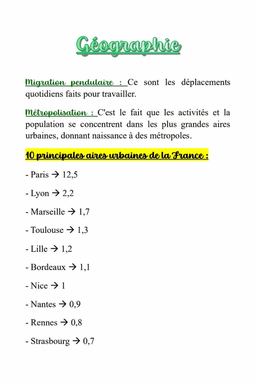 Geographie I)
Thème 1: Les aires urbaines
Définitions:
Mondialisation : c'est le processus d'intégration et
d'interdépendance des territoire