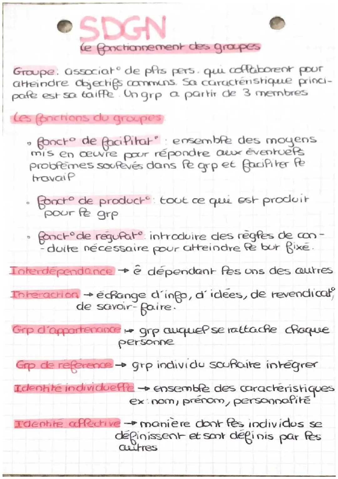 SDGN chapitre 3 le fonctionnement des groupes 