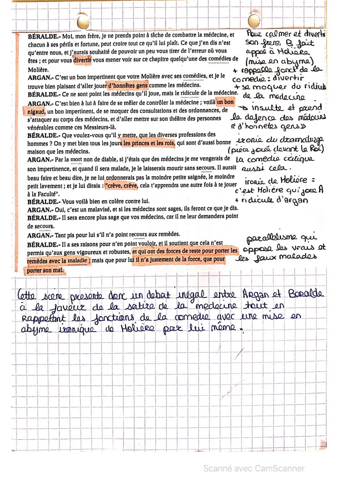 aé malade imaginaire: acte I, scene 5
JB Poquelin, dit Molière, celebre dramaturge du XVIIes, se Cattache ou mut
dassicisme. ds la comedie i