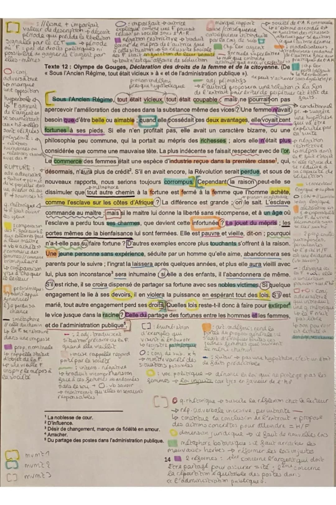 Postambule Olympe de Gouges Texte PDF : Analyse linéaire et Résumé