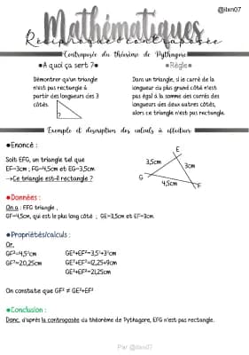 Know MATHEMATIQUES contraposée de Pythagore [niveau 4ème] thumbnail