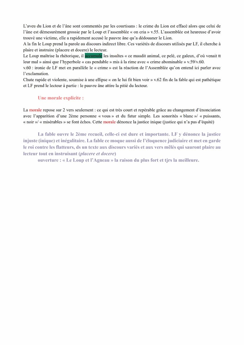 1
5
10
15
20
25
30
35
40
45
LA n°6 : << Les Animaux malades de la Peste », Les Fables ;
Jean De La Fontaine.
Les animaux malades de la peste