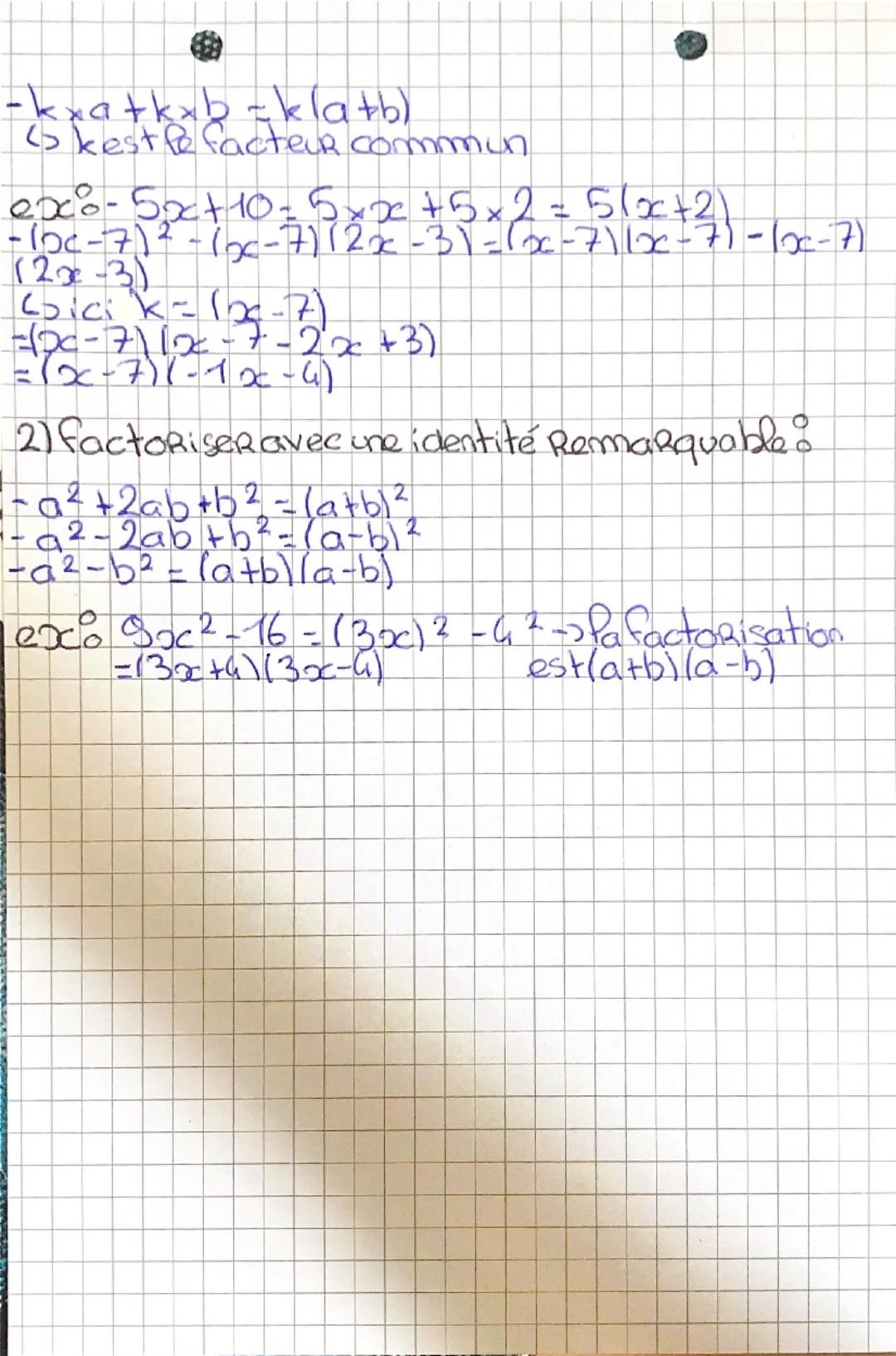MATHS
Calcul Litteral
2nde
I-Développer
déf développer un produit c'est le transformer
en somme
1) Distributivité simple:
-k x (a+b) = k x a