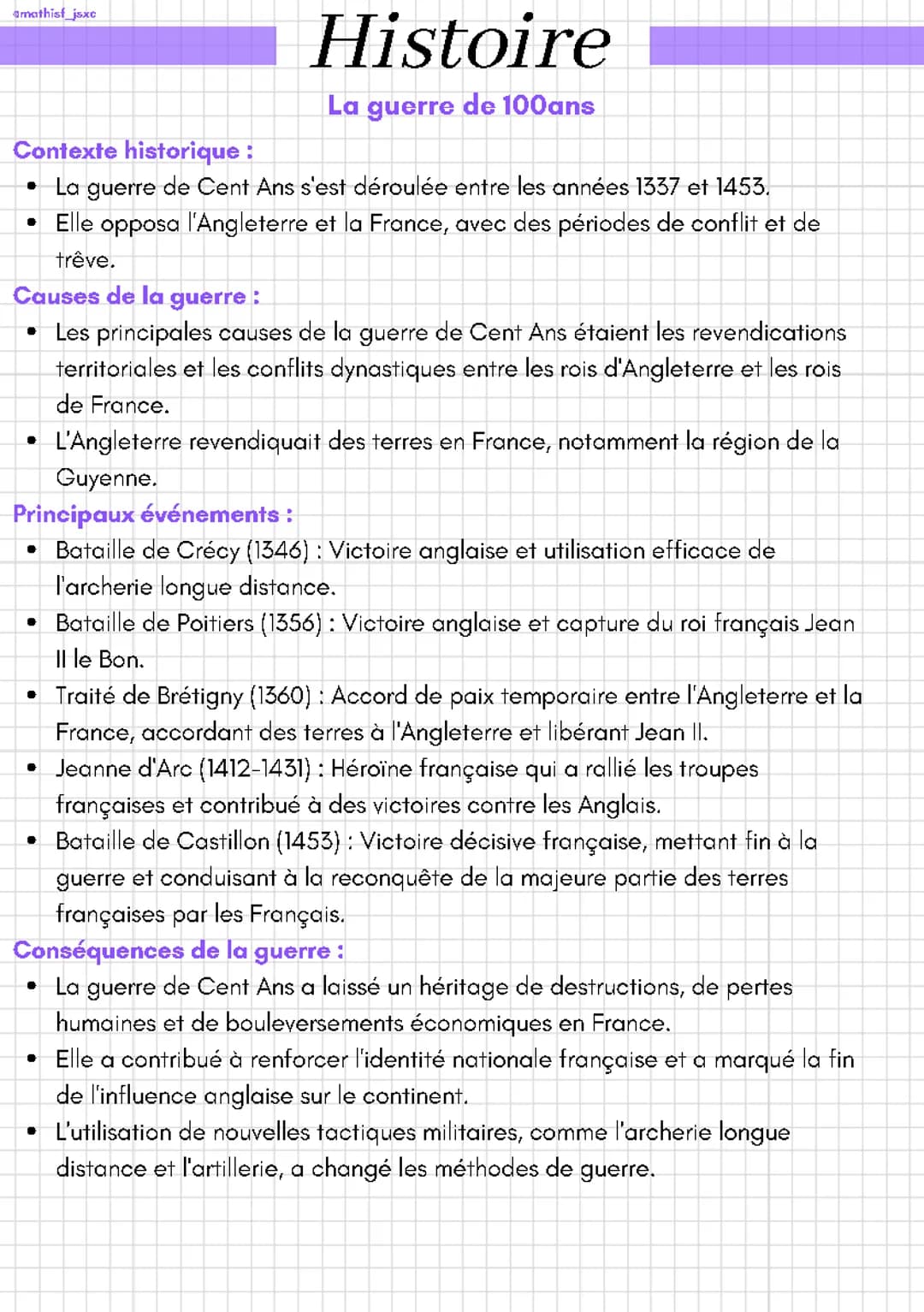 La guerre de 100ans