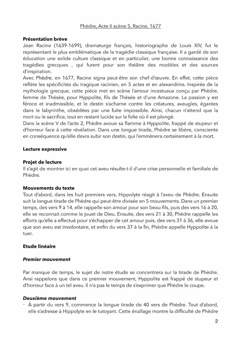 1
5
10
15
20
25
30
35
40
45
Hippolyte
Phèdre
Phèdre
Phèdre, Acte II scène 5, Racine, 1677
Dieux ! qu'est-ce que j'entends? Madame, oubliez-v