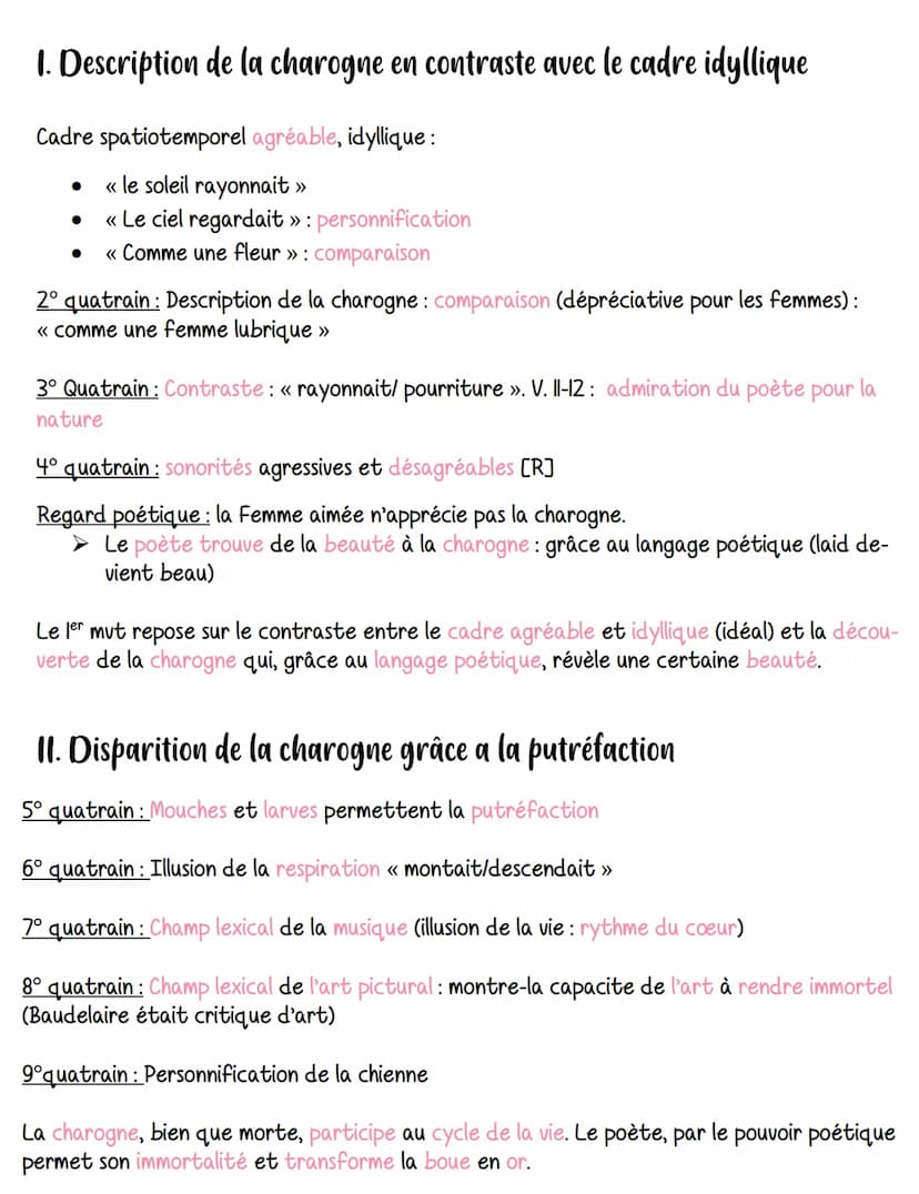 Une charogne
Introduction
Versification du poème :
12 quatrains en rimes croisées
Rimes: A- alexandrins
B-octosyllabes
Thème: une charogne, 