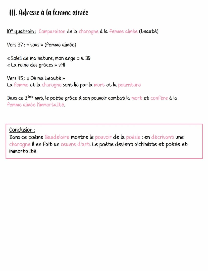Une charogne
Introduction
Versification du poème :
12 quatrains en rimes croisées
Rimes: A- alexandrins
B-octosyllabes
Thème: une charogne, 