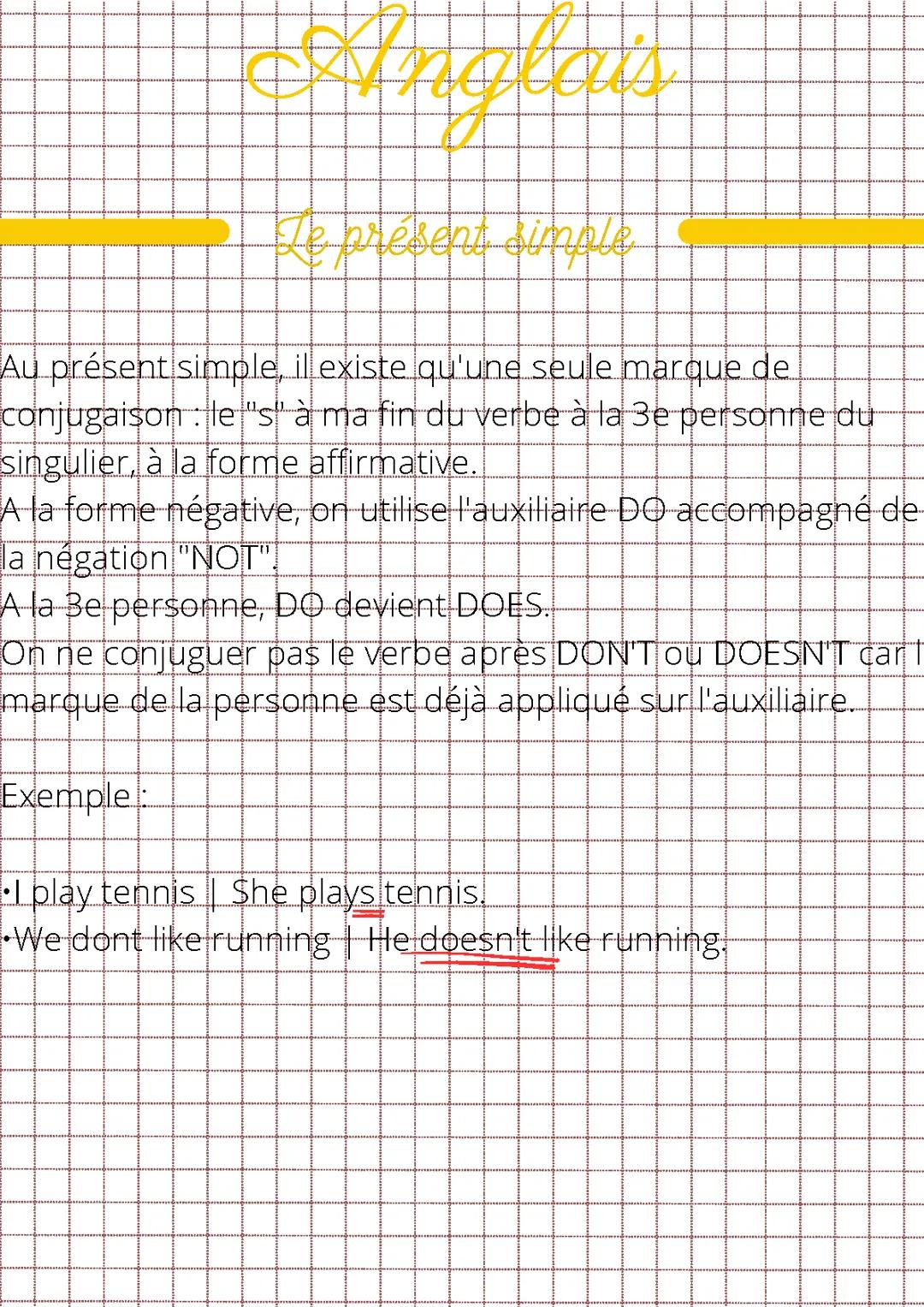 Le présent simple | Anglais